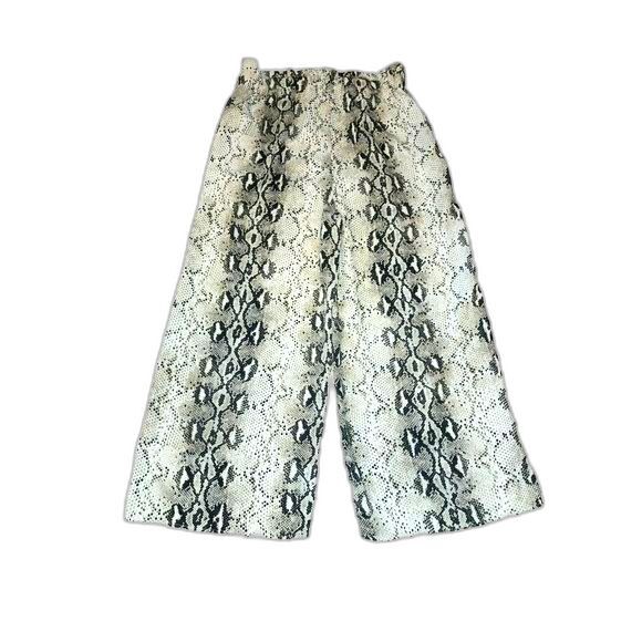 Hayden Brown Snake Skin Print Wide Leg Elastic Ruffled Waist Dress Pants Size 1X - Picture 2 of 8